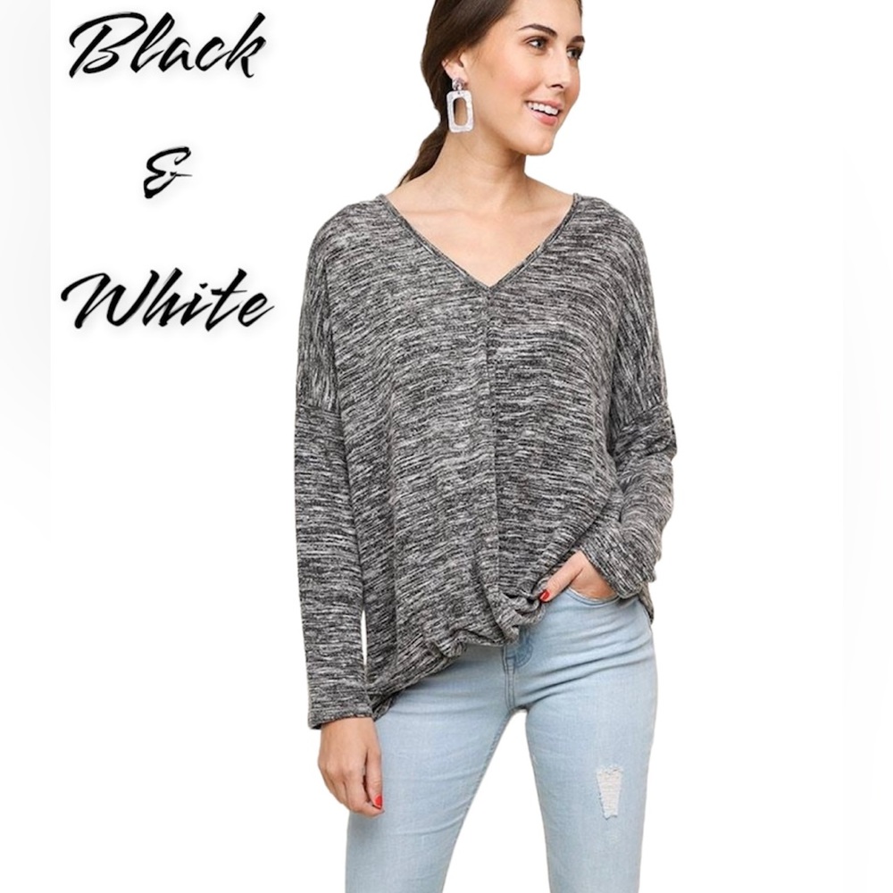 Cotton Bleu black heathered knit top